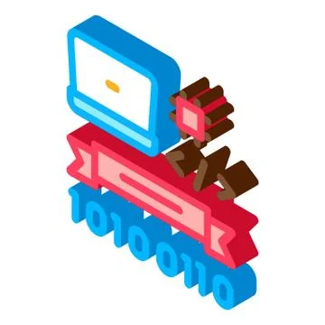 Computer Programming Graduation isometric icon vector illustration 스톡 일러스트
