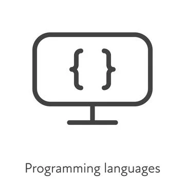 Computer with programming language symbol 스톡 일러스트