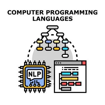 Computer programming languages developing artificial intelligence concepts Illustrazione stock