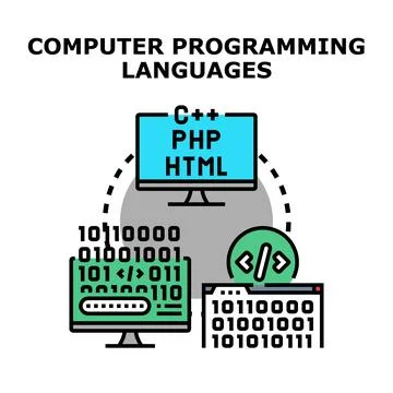 Computer programming languages development creating software applications Stock-Illustration