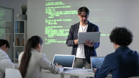 Computer Programming Lesson Stock Footage 141983180