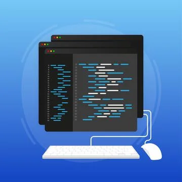 Computer programming or developing software or game. Web Development. Website Stock Illustration