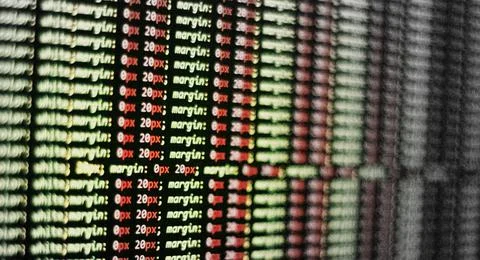 Computer programming source code.Abstract computer script source code . Stockfoto's