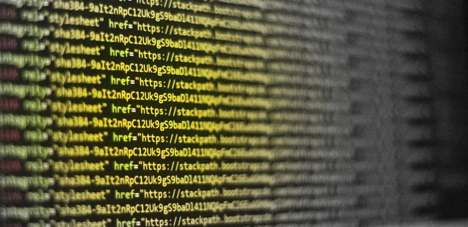 Computer programming source code.Abstract computer script source code . Stockfoto's