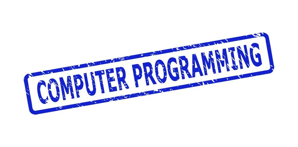 COMPUTER PROGRAMMING Stamp with Rubber Texture and Rounded Rect Frame イラスト素材