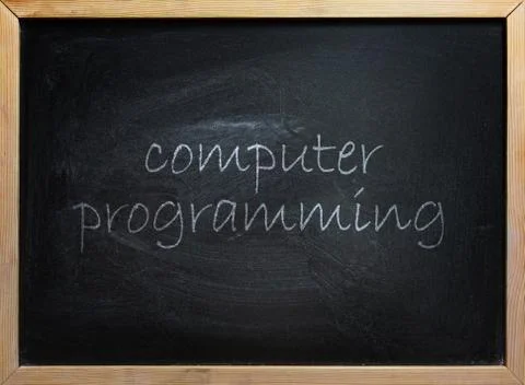 Computer Programming Text On School Board 库存照片