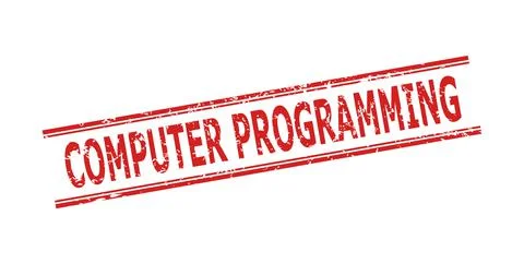 COMPUTER PROGRAMMING Watermark with Distress Style and Double Parallel Lines Stock Illustration