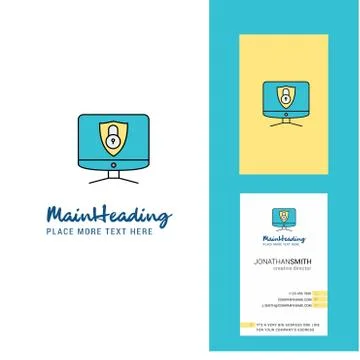 Computer protected  Creative Logo and business card. vertical Design Vector Illustrazione stock