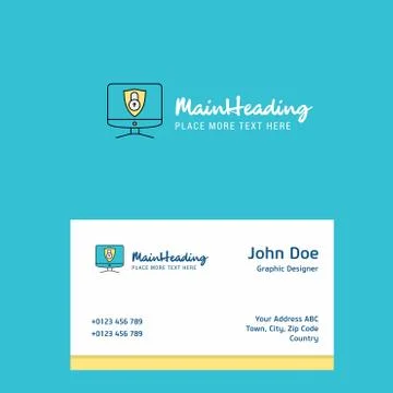 Computer protected  logo Design with business card template. Elegant corporat Stockillustratie