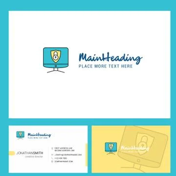 Computer protected  Logo design with Tagline &amp; Front and Back Busienss Card T Illustrazione stock