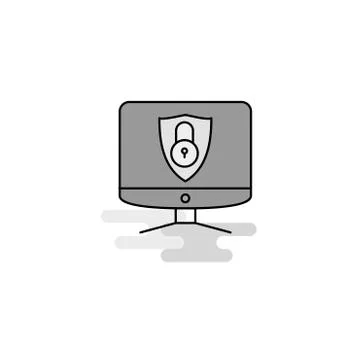 Computer protected  Web Icon. Flat Line Filled Gray Icon Vector Illustrazione stock