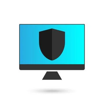 Computer protection black icon flat design vector Stock Illustration