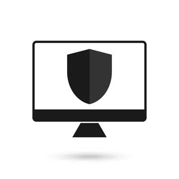 Computer protection black icon flat design vector Ilustración de archivo