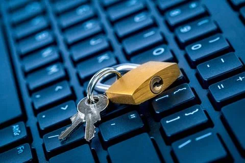 Computer protection concept Computer security concept. Locked padlock on l... Stock Photos