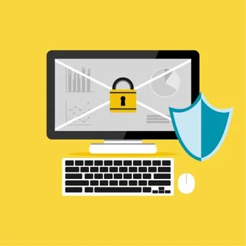 Computer protection. Data protection. Data security. Stock Illustration