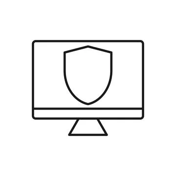 Computer protection icon flat design vector Stock Illustration