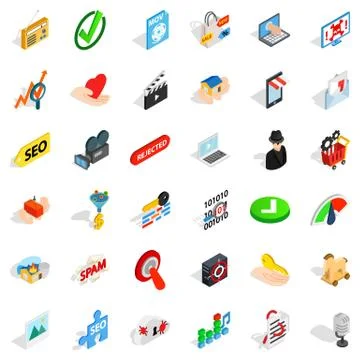 Computer protection icons set, isometric style Illustrazione stock