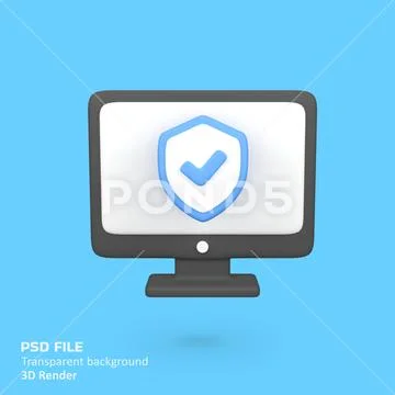 Computer protection isolated 3d render icon illustration PSD Template