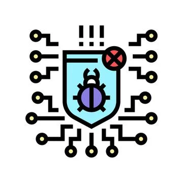 Computer protection program anti-virus color icon vector illustration Stock Illustration