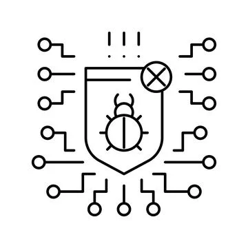 Computer protection program anti-virus line icon vector illustration Stock Illustration