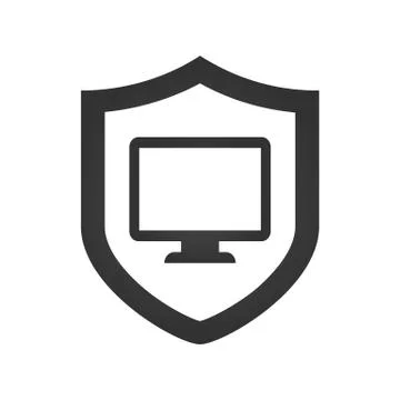 Computer protection vector icon isolated on white background, flat icon Stock Illustration