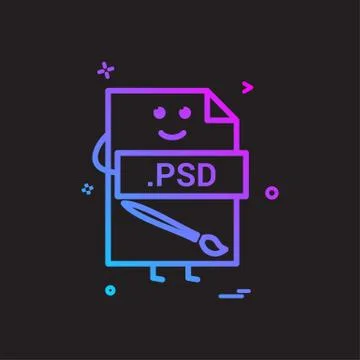Computer psd file format type icon vector design Stock Illustration
