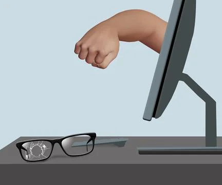 COMPUTER PUNCH- Where are the IT guys when your computer causes problem like Stock Illustration