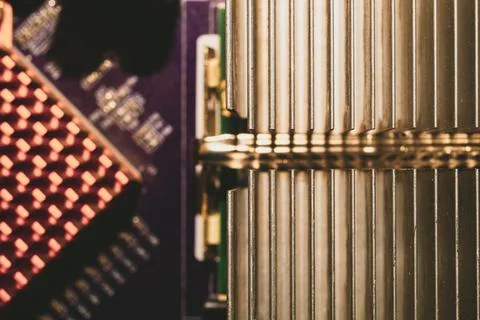 Computer radiator abstract macro background. processor cooling system Stock Photos