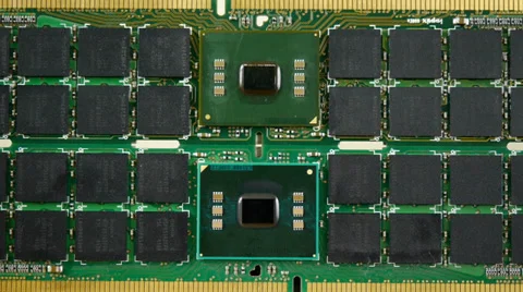 Computer ram chips on circuit boards. Stock Footage 37865244