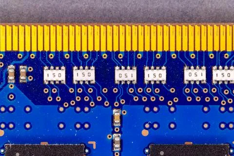 Computer ram circuit board detail for technology concept Stock Photos