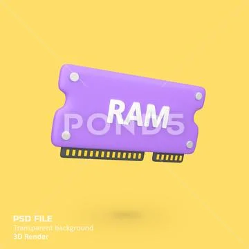 Computer RAM isolated 3d render icon illustration PSD Template