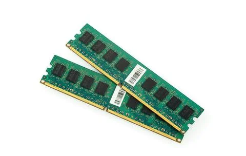Computer RAM Isolated on White Background, Close-Up Shot Stock Photos