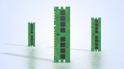 Computer RAM on a Light Reflective Floor. Random Access Memory. 4K Stock Footage 308031332