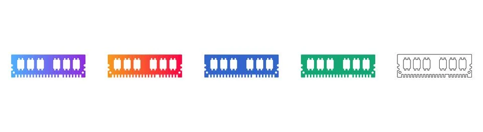Computer RAM Memory Module Icons Stock Illustration