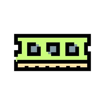 Computer ram memory module pixel art icon Stock Illustration