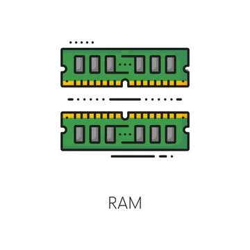 Computer RAM memory software color line icon 库存插图