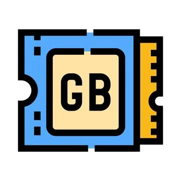 Computer ram module storing gigabytes digital data Stock Illustration