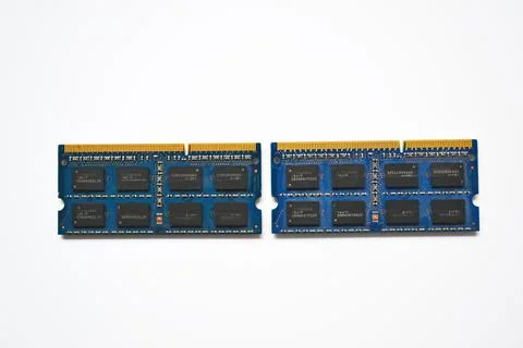 Computer RAM modules, isolated on a white background. Foto stock
