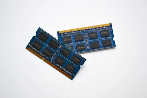 Computer RAM modules, isolated on a white background. Stock Photos