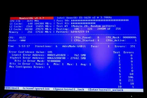 Computer ram test by DOS software Stock Photos