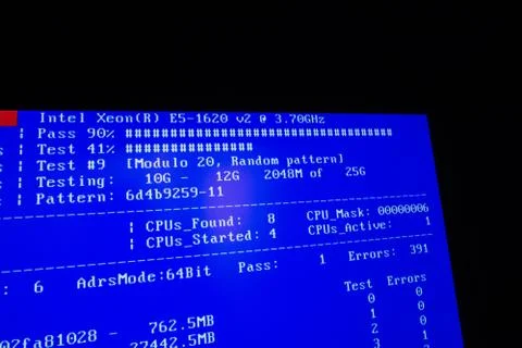 Computer ram test by DOS software Stock Photos