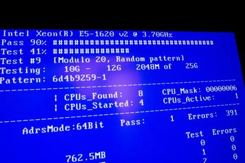 Computer ram test by DOS software Stock Photos