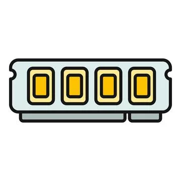 Computer random access memory module line icon Illustrazione stock