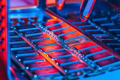 Computer random access memory RAM close up Stock Photos