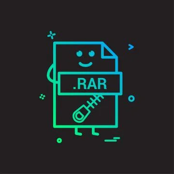 Computer rar file format type icon vector design Illustrazione stock