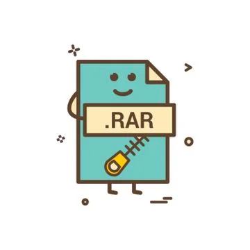 Computer rar file format type icon vector design 库存插图