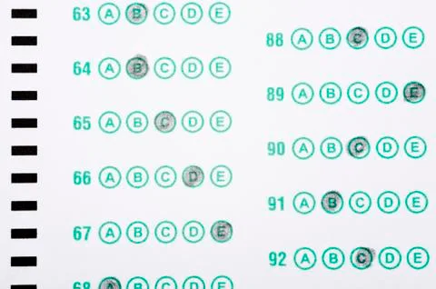 Computer read answer sheet for examination or test Stock Photos