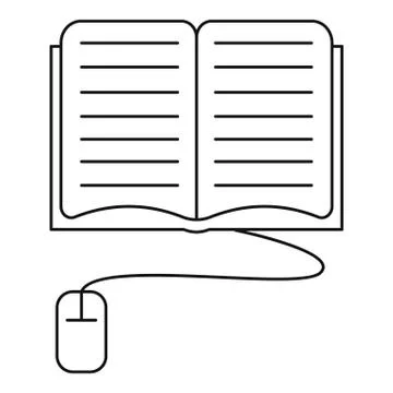 Computer reading icon, outline style 스톡 일러스트