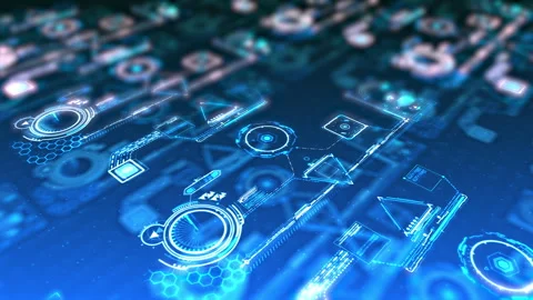 Computer Readings, Data Flow Calculating. IT HUD Computer Measurements. Stock Footage 302460714