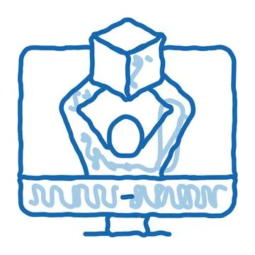 Computer receipt of parcel doodle icon hand drawn illustration Illustrazione stock